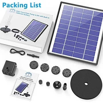 AISITIN Solar Fountain Pump with Battery & 6 Nozzles
