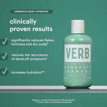 VERB® Dandruff Shampoo - for Gentle Cleansing and Clinical Strength Dandruff Relief with 3% Salicylic Acid, 8 oz