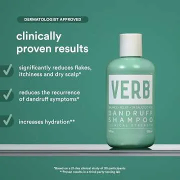 VERB® Dandruff Shampoo - for Gentle Cleansing and Clinical Strength Dandruff Relief with 3% Salicylic Acid, 8 oz