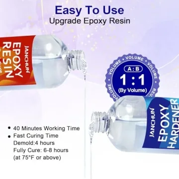 JANCHUN Crystal Clear Epoxy Resin 16oz Kit for Crafting