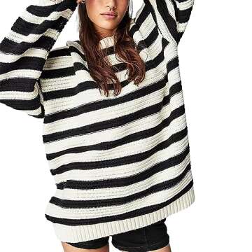 Y2k Vintage Sweater Long Sleeve Crew Neck Loose Knit Pullover American Flag Sweatshirt Preppy Stripe...