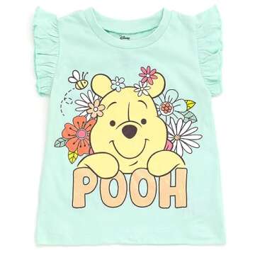 Disney Winnie the Pooh Floral Toddler Girls T-Shirt and Twill Shorts Outfit Set Winnie The Pooh Blue...