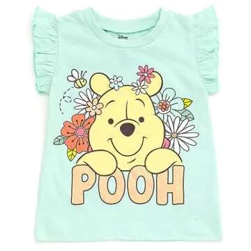 Disney Winnie the Pooh Floral Toddler Girls T-Shirt and Twill Shorts Outfit Set Winnie The Pooh Blue...