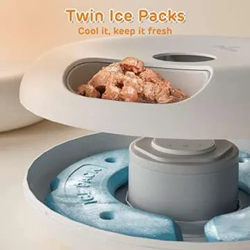 iPettie Donut Frost 6 Meal Cordless Automatic Pet Feeder, Dry & Wet Food Automatic Cat Feeder with Two Ice Packs, Rechargeable Massive Battery, Programmable Timer, Holds 6 x ½ lb. of Food