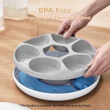 iPettie Donut Frost 6 Meal Cordless Automatic Pet Feeder, Dry & Wet Food Automatic Cat Feeder with Two Ice Packs, Rechargeable Massive Battery, Programmable Timer, Holds 6 x ½ lb. of Food