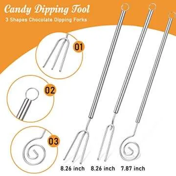 Patelai 4 Pieces Candy Dipping Chocolate Tools Set 3-prong Dipping Fork, Fondue Fork, Spear, Slotted...