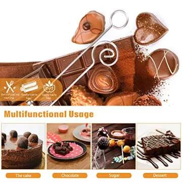 Patelai 4 Pieces Candy Dipping Chocolate Tools Set 3-prong Dipping Fork, Fondue Fork, Spear, Slotted Spoon for Handmade Chocolates, Pralines and Truffles