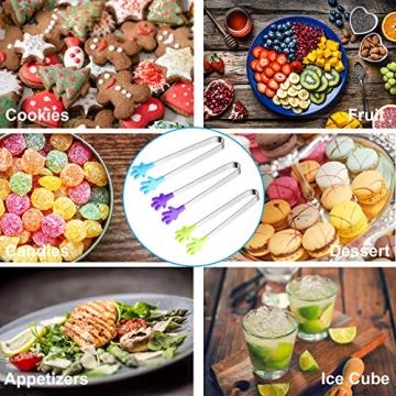 Colorful Mini Silicone Food Tongs for Kids - 6PCS Set