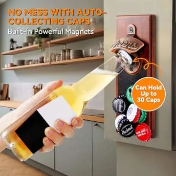 Gifts for Men Dad, Magnetic Beer Bottle Opener Wall Mounted with Auto Catch, Unique Beer Gifts for M...