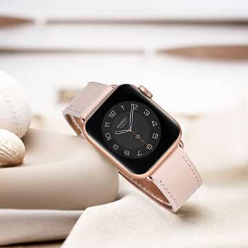 WFEAGL Compatible with Apple Watch Band 41mm 40mm 38mm 42mm(series 10) Women, Top Genuine Leather Band for iWatch SE & Series 10 9 8 7 6 5 4 3 2 1
