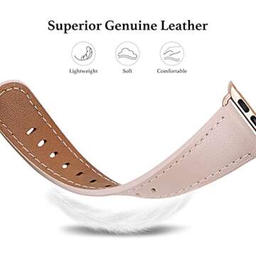 WFEAGL Compatible with Apple Watch Band 41mm 40mm 38mm 42mm(series 10) Women, Top Genuine Leather Band for iWatch SE & Series 10 9 8 7 6 5 4 3 2 1