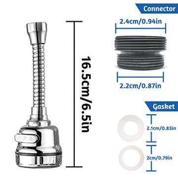 Kitchen Faucet Aerator Sink Tap Sprayer Head, 3 Molds Adjustable Faucet Sprayer, 360° Rotatable Fau...