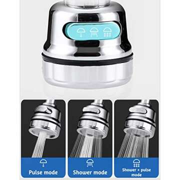 Kitchen Faucet Aerator Sink Tap Sprayer Head, 3 Molds Adjustable Faucet Sprayer, 360° Rotatable Faucet Extension Tubes, Booster, Water Saving and Anti-Splash