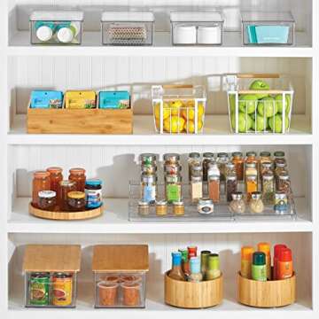 mDesign Plastic Adjustable, Expandable 4-Tier Kitchen Cabinet, Pantry, Shelf Organizer/Spice Rack - ...