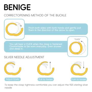 BENEIGE Dainty Huggie Hoop Earrings 14K Gold Plated Cubic Zirconia Link Huggie Earrings CZ Geometric Handmade Sleeper Hoop Earrings for Womens Jewelry Gift