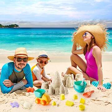 Beach Toys, Sand Toys Set Including Sand Water Wheel, Bucket, Shovels, Sifter, Molds, Rakes and Shovels, Outdoor Beach Sand Toys for Boys, Girls, Toddlers, Kids Summer Outdoor Beach Fun