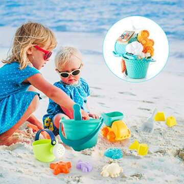 Beach Toys, Sand Toys Set Including Sand Water Wheel, Bucket, Shovels, Sifter, Molds, Rakes and Shovels, Outdoor Beach Sand Toys for Boys, Girls, Toddlers, Kids Summer Outdoor Beach Fun