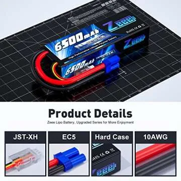 Zeee 2S Lipo Battery 6500mAh 120C for RC Vehicles