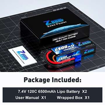Zeee 2S Lipo Battery 6500mAh 120C for RC Vehicles