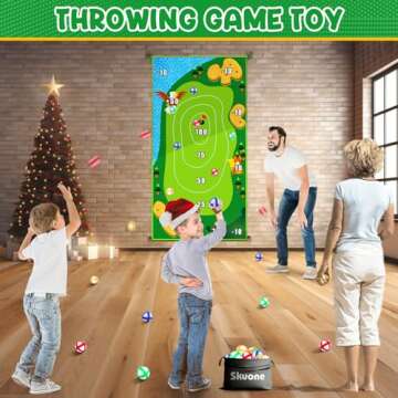 skuone Chipping Golf Toy Game with 2 Clubs, Indoor Outdoor Games for Kids Adults and Family, Sticky Golf Chip Practice Set, Kids Outdoor Play Equipment, Golf Toys for 3 4 5 6 7 8 Year Old Boys Girls