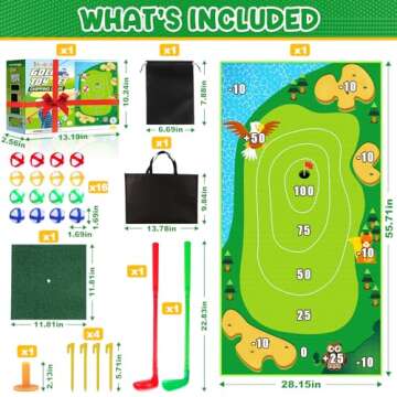 skuone Chipping Golf Toy Game with 2 Clubs, Indoor Outdoor Games for Kids Adults and Family, Sticky Golf Chip Practice Set, Kids Outdoor Play Equipment, Golf Toys for 3 4 5 6 7 8 Year Old Boys Girls