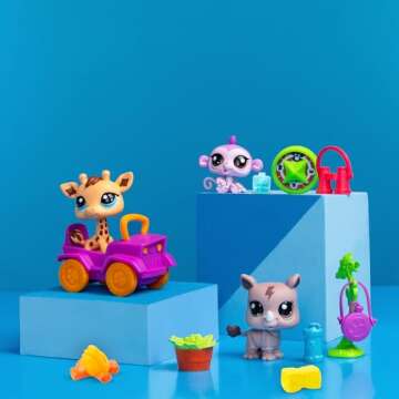 Littlest Pet Shop, Safari Play Pack - Gen 7, Pets #53,#54, #55, Authentic LPS Bobble Head Figure, Collectible Imagination Toy Animal, Kidults, Girls, Boys, Kids, Tweens Ages 4+