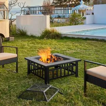 Yaheetech 32in Fire Pit Table for Outdoor Heating
