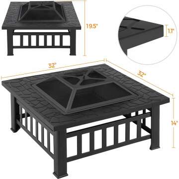 Yaheetech 32in Fire Pit Table for Outdoor Heating