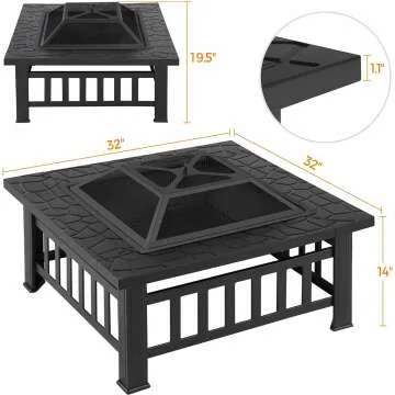 Yaheetech 32in Fire Pit Table for Outdoor Heating