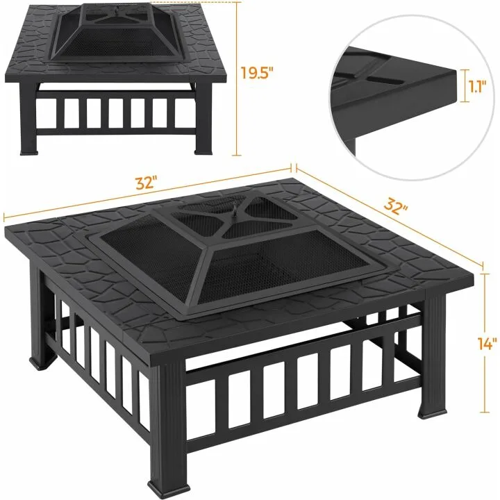 Yaheetech 32in Fire Pit Table for Outdoor Heating
