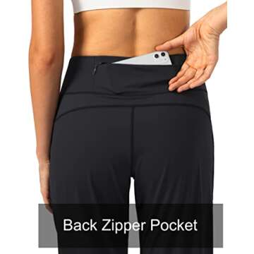 Soothfeel Women's Joggers with Zipper Pockets High Waisted Athletic Workout Yoga Pants Joggers for Women Regular (Black, Small)