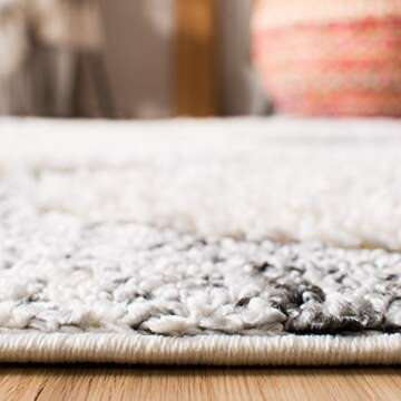 SAFAVIEH Moroccan Tassel Shag Collection Accent Rug - 4' x 6', Grey & Ivory, Boho Design, Non-Shedding & Easy Care, 2-inch Thick Ideal for High Traffic Areas in Foyer, Living Room, Bedroom (MTS664G)