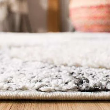 SAFAVIEH Moroccan Tassel Shag Collection Accent Rug - 4' x 6', Grey & Ivory, Boho Design, Non-Shedding & Easy Care, 2-inch Thick Ideal for High Traffic Areas in Foyer, Living Room, Bedroom (MTS664G)