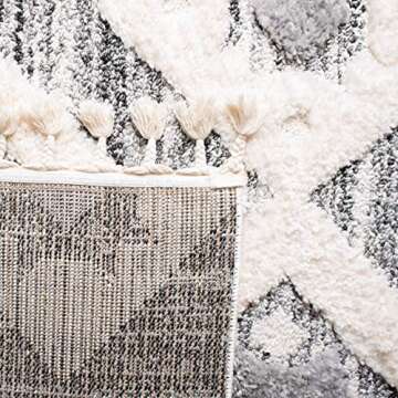 SAFAVIEH Moroccan Tassel Shag Collection Accent Rug - 4' x 6', Grey & Ivory, Boho Design, Non-Shedding & Easy Care, 2-inch Thick Ideal for High Traffic Areas in Foyer, Living Room, Bedroom (MTS664G)