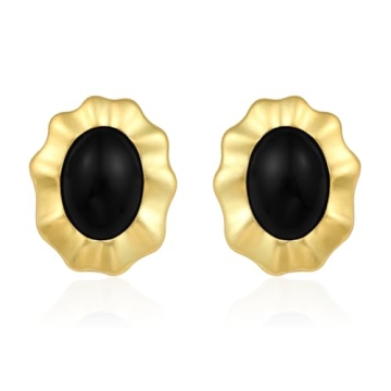 Aprilery Chunky Gold Earrings for Women, Trendy Vintage 14K Gold Plated Black Cubic Zirconia Enamel ...
