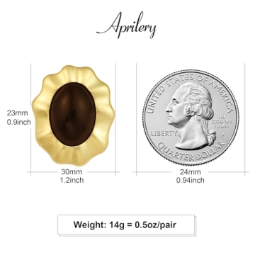 Aprilery Chunky Gold Earrings for Women, Trendy Vintage 14K Gold Plated Black Cubic Zirconia Enamel Stud Statement Earrings Dupes Jewelry for Women Gifts for Her (Black Flower)