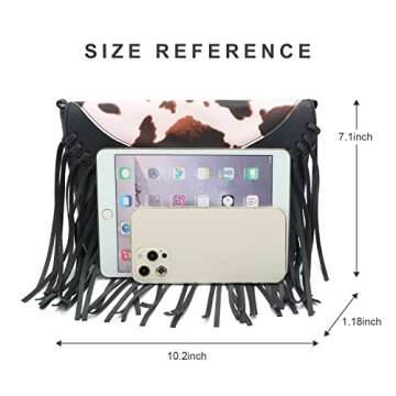 Oweisong Fringe Crossbody Purse for Women Western Cowgirl Purse Leather Tassel Fanny Packs Black Sho...