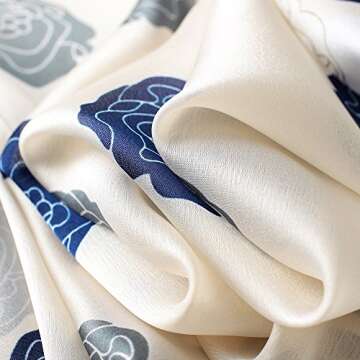 NUWEERIR Womens 100% Large Mulberry Silk Scarf Long Satin Scarf Fashion Designer Scarf Lightweight Wraps