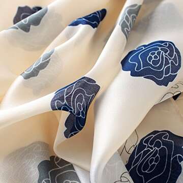 NUWEERIR Womens 100% Large Mulberry Silk Scarf Long Satin Scarf Fashion Designer Scarf Lightweight Wraps