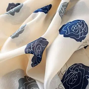 NUWEERIR Womens 100% Large Mulberry Silk Scarf Long Satin Scarf Fashion Designer Scarf Lightweight Wraps