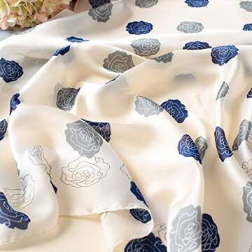 NUWEERIR Womens 100% Large Mulberry Silk Scarf Long Satin Scarf Fashion Designer Scarf Lightweight Wraps