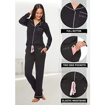 Bebe Womens Cozy Long Sleeve Pajama Set for Style