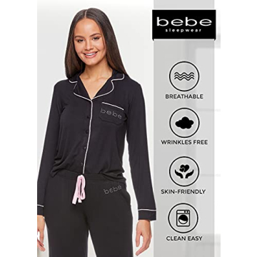 Bebe Womens Cozy Long Sleeve Pajama Set for Style