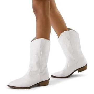 mysoft Women's Western Cowboy Boots - Chic Embroidered Design