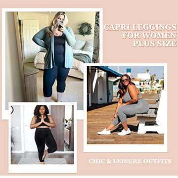 HLTPRO 3 Pack Plus Size Capri Leggings for Women(X-Large - 4X)- High Waist Stretchy Soft Pants for Workout Running Yoga