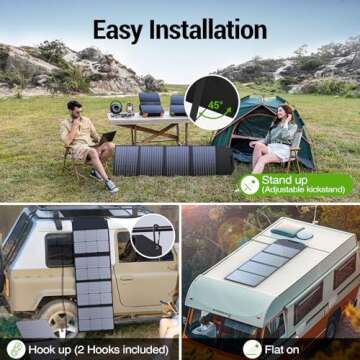 BROWEY 120W Portable Solar Panel for Power Station, USB/Type-C/DC Outputs, Foldable with Adjustable Kickstand, IP68 Waterproof, High Efficiency Solar Charging for Camping & Emergency Power Supply