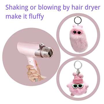 Qiiuuy 4 Pieces Cute Keychain Fluffy Faux Rabbit Fur Kawaii Keyring For Girls Womens Bag Carkeychain