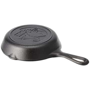 Lodge Wildlife Series-6.5" Cast Iron Skillet with Wolf Scene, Black