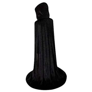 Full Length Hooded Velvet Cloak Halloween Christmas Fancy Cape Costumes Black