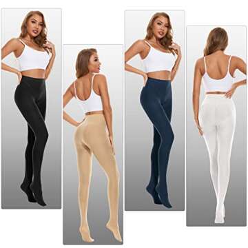 Zando Solid Color Tights for Women Footed Compression Stockings Run Resistant Dance Tights 80 Denier Sheer Tights Control Top Pantyhose Footed Sheer Tights Semi Opaque Panty Hose Z Pink One Size